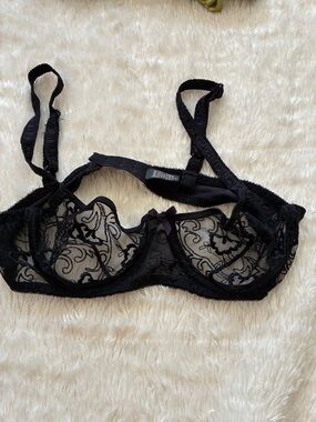 Banana Republic Black Sheer Embroidered Underwire Bra
